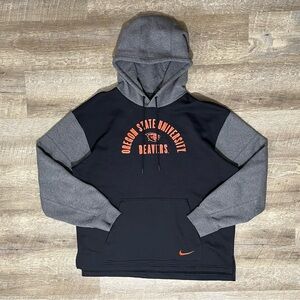 Nike Men's Black and Gray Oregon State Beavers Hoodie